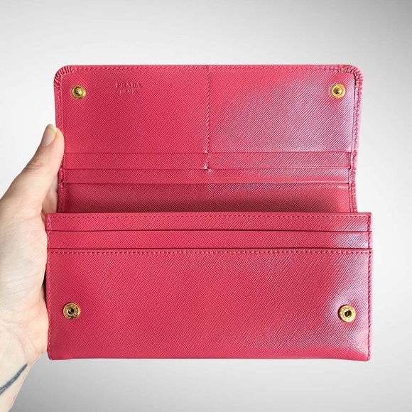 Prada Saffiano Fiocco Pink Peonia Ribbon Bifold Wallet - Picture 4 of 10